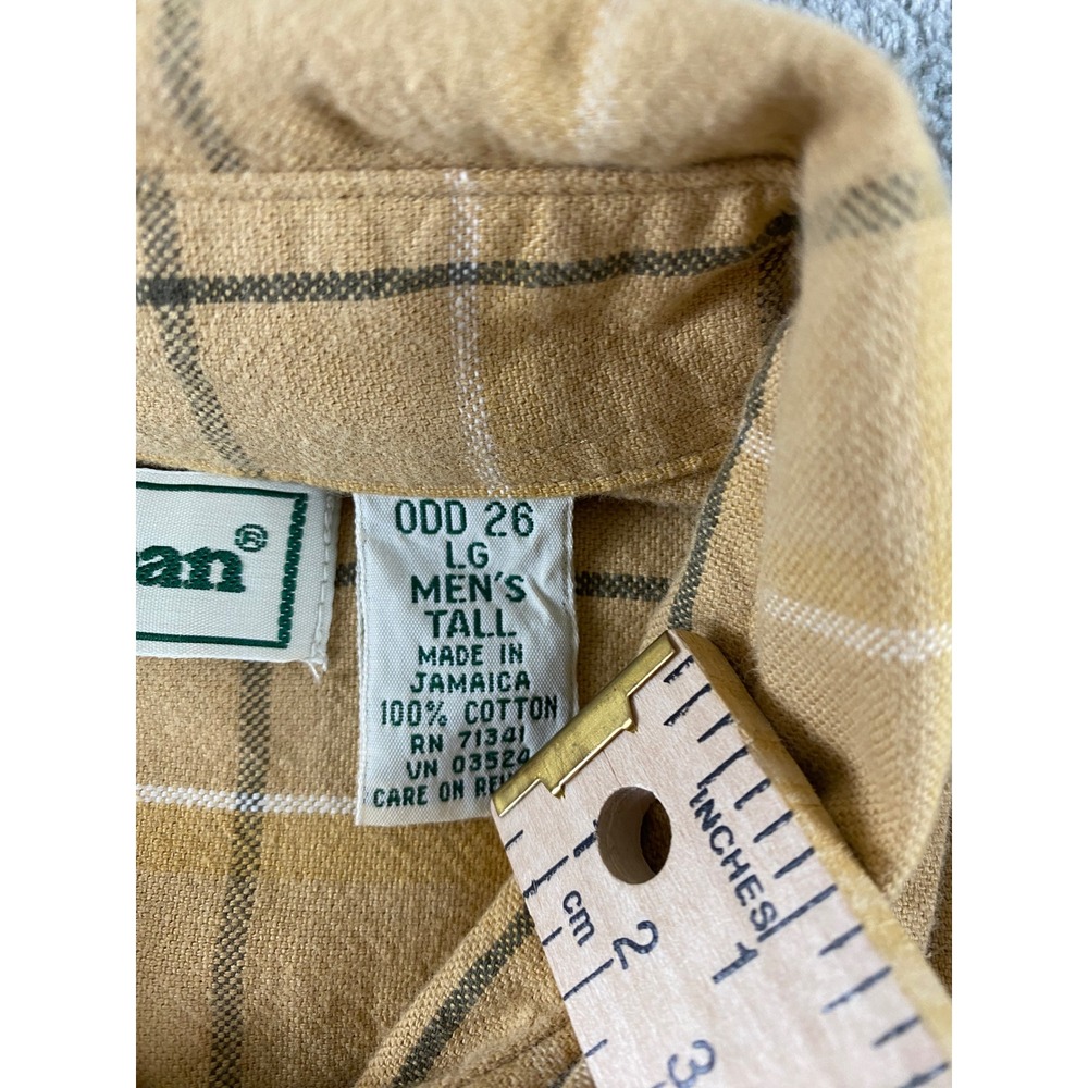 LL Bean Mens Tall L. Plaid Button Down Shirt Tan Brown 100% Cotton Long Sleeve - Picture 4 of 10